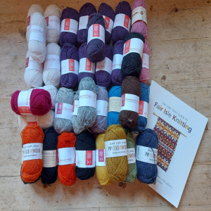 A beautiful selection of yarn from a previous monthly yarn raffle prize. 